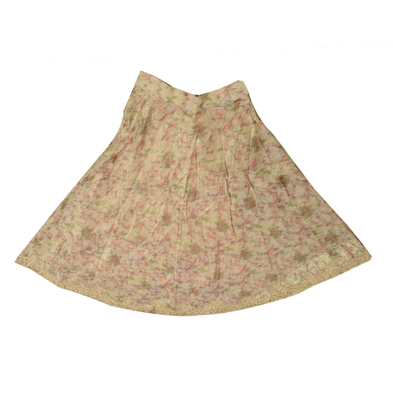 Sanskriti Vintage Lang Nederdel Ren Silke Håndlavet Gyldensyet Lehenga