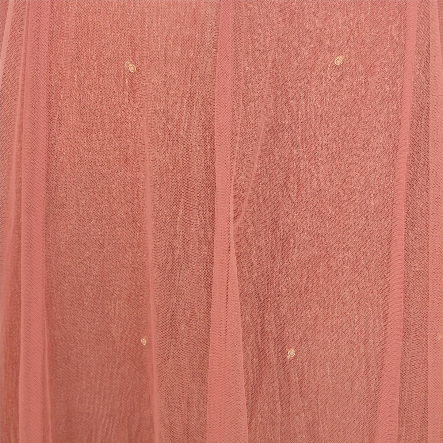 Sanskriti Vintage Lang Nederdel Net Mesh Pink Håndperlesøm Zardozi Lehenga