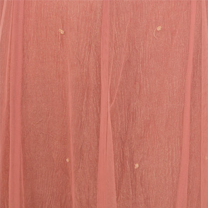 Sanskriti Vintage Lang Nederdel Net Mesh Pink Håndperlesøm Zardozi Lehenga