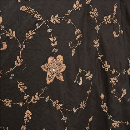 Sanskriti Vintage Lang Nederdel 100% Ren Silke Sort Håndperlesøm Lehenga