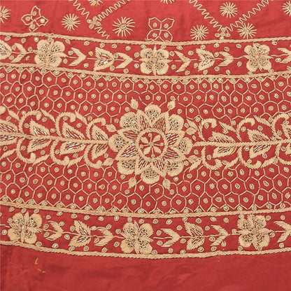 Sanskriti Vintage Lang Nederdel Ren Satin Silke Creme Håndlavet Usyet Lehenga