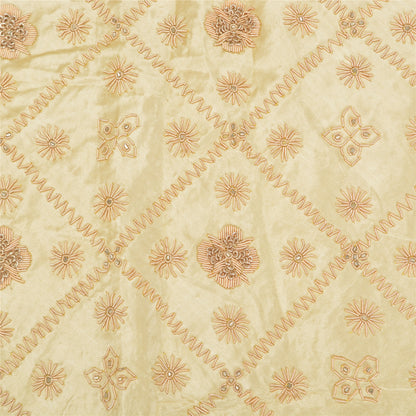 Sanskriti Vintage Lang Nederdel Ren Satin Silke Creme Håndlavet Usyet Lehenga