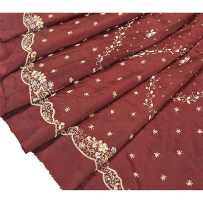 Sanskriti Vintage Long Skirt 100% Pure Satin Silk Hand Beaded Unstitched Lehenga