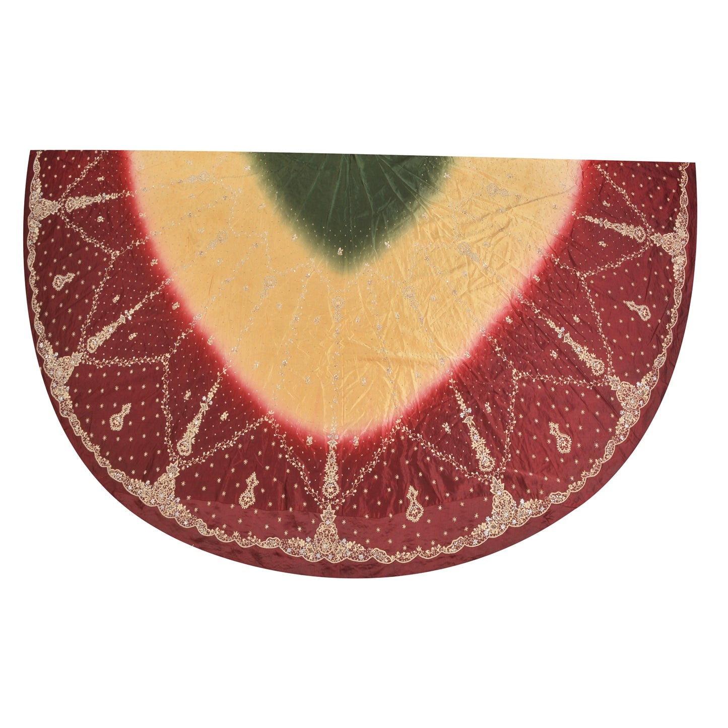 Sanskriti Vintage Long Skirt 100% Pure Satin Silk Hand Beaded Unstitched Lehenga