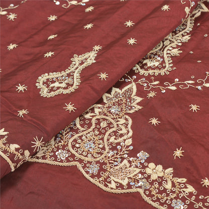 Sanskriti Vintage Long Skirt 100% Pure Satin Silk Hand Beaded Unstitched Lehenga