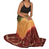 Sanskriti Vintage Long Skirt 100% Pure Satin Silk Hand Beaded Unstitched Lehenga