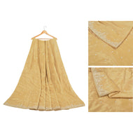 Sanskriti Vintage Long Skirt Pure Silk Beige Hand Beaded Unstitched Lehenga
