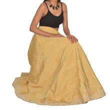 Load image into Gallery viewer, Sanskriti Vintage Long Skirt Pure Silk Beige Hand Beaded Unstitched Lehenga
