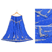 Load image into Gallery viewer, Sanskriti Vintage Long Skirt Pure Silk Royal Blue Hand Beaded Unstitched Lehenga
