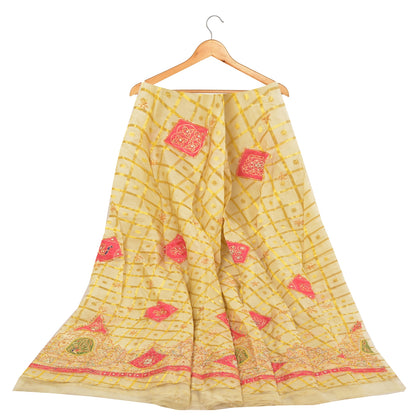 Sanskriti Vintage Long Skirt Pure Organza Silk Handmade Woven Unstitched Lehenga