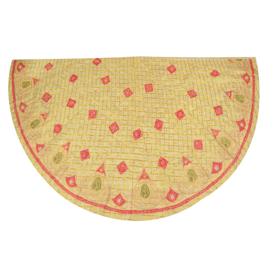 Sanskriti Vintage Long Skirt Pure Organza Silk Handmade Woven Unstitched Lehenga