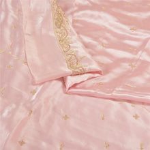 Load image into Gallery viewer, Sanskriti Vintage Long Skirt Pure Satin Silk Pink Hand Beaded Unstitched Lehenga
