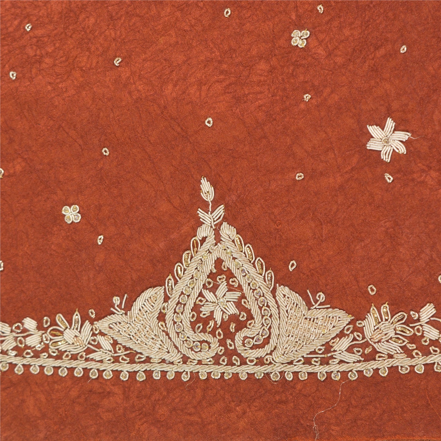 Sanskriti Vintage Long Skirt 100% Pure Satin Silk Hand Beaded Unstitched Lehenga