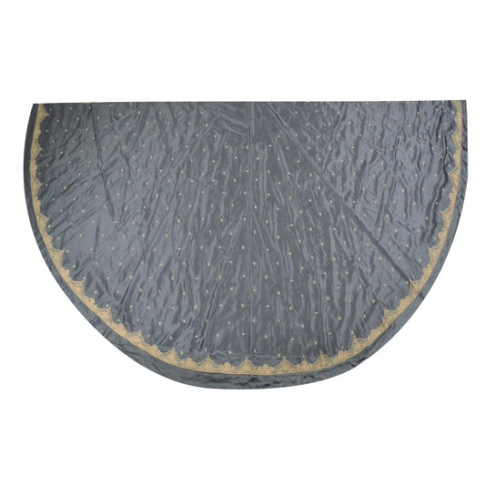 Sanskriti Vintage Long Skirt Pure Satin Silk Grey Hand Beaded Unstitched Lehenga