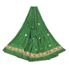 Sanskriti Vintage Long Skirt Pure Satin Silk Green Handmade Unstitched Lehenga