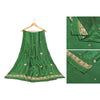 Sanskriti Vintage Long Skirt Pure Satin Silk Green Handmade Unstitched Lehenga