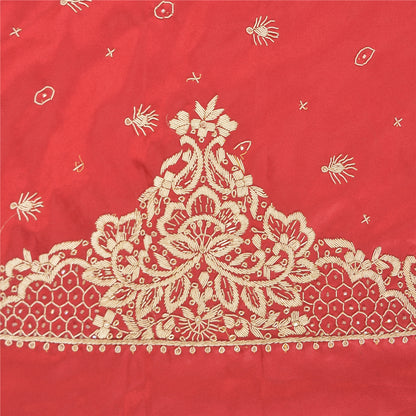 Sanskriti Vintage Long Skirt Pure Satin Silk Hand Beaded Unstitched Lehenga