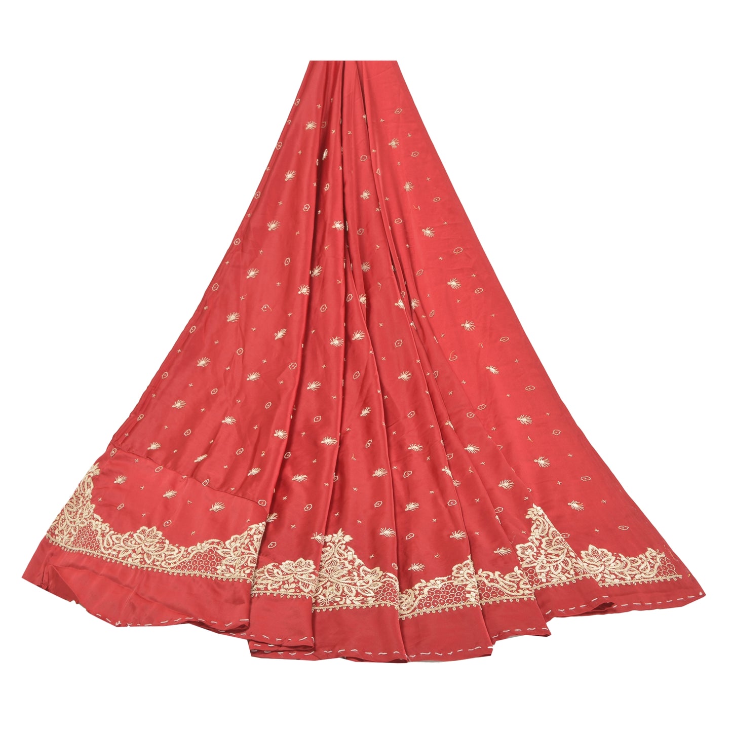 Sanskriti Vintage Long Skirt Pure Satin Silk Hand Beaded Unstitched Lehenga