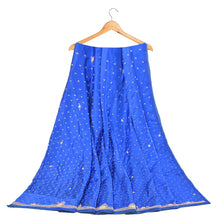 Load image into Gallery viewer, Sanskriti Vintage Long Skirt Pure Satin Silk Handmade Unstitched Blue Lehenga
