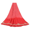 Sanskriti Vintage Long Skirt Pure Satin Silk Red Hand Beaded Unstitched Lehenga