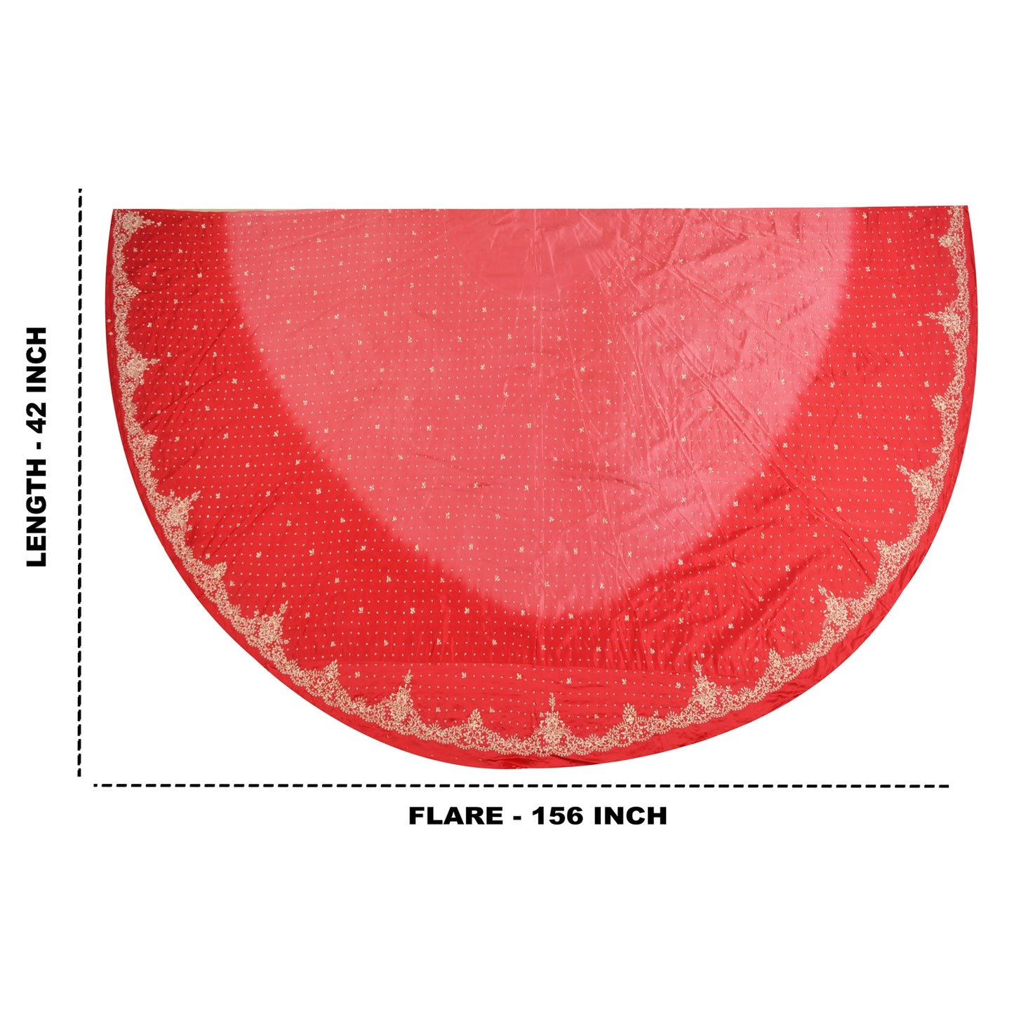 Sanskriti Vintage Long Skirt Pure Satin Silk Red Hand Beaded Unstitched Lehenga