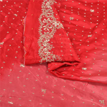 Load image into Gallery viewer, Sanskriti Vintage Long Skirt Pure Satin Silk Red Hand Beaded Unstitched Lehenga
