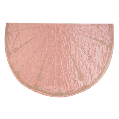 Sanskriti Vintage Long Skirt Pure Satin Silk Peach Handmade Unstitched Lehenga