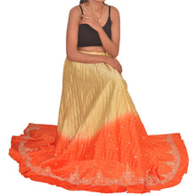 Load image into Gallery viewer, Sanskriti Vintage Long Skirt Pure Satin Silk Orange Handmade Unstitched Lehenga
