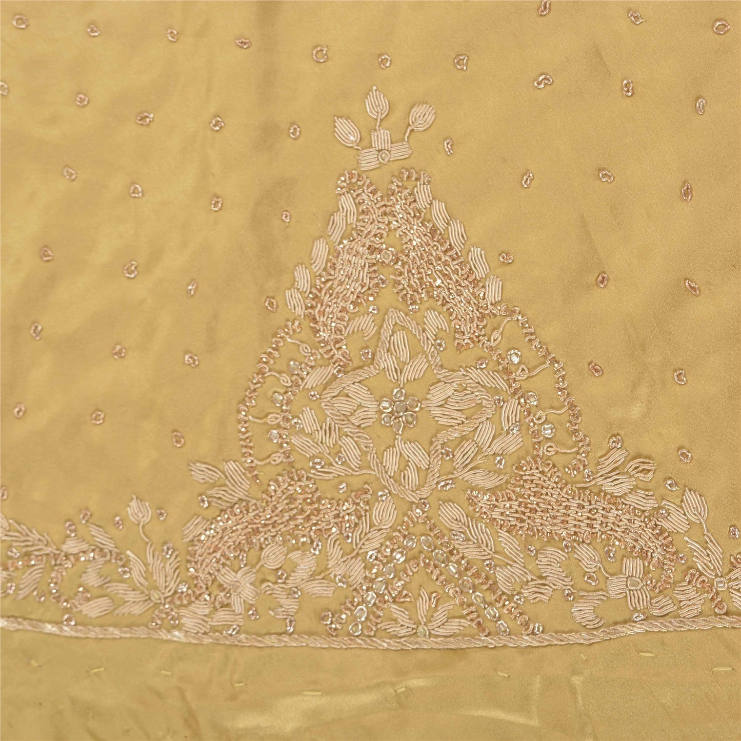 Sanskriti Vintage Long Skirt Pure Satin Silk Golden Handmade Unstitched Lehenga