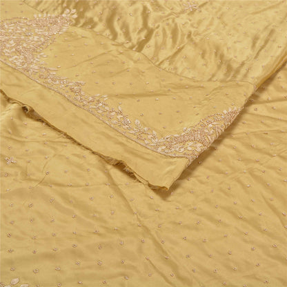 Sanskriti Vintage Long Skirt Pure Satin Silk Golden Handmade Unstitched Lehenga