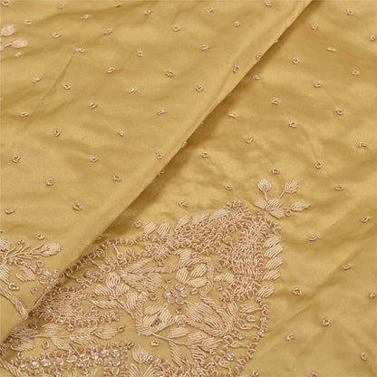 Sanskriti Vintage Long Skirt Pure Satin Silk Golden Handmade Unstitched Lehenga