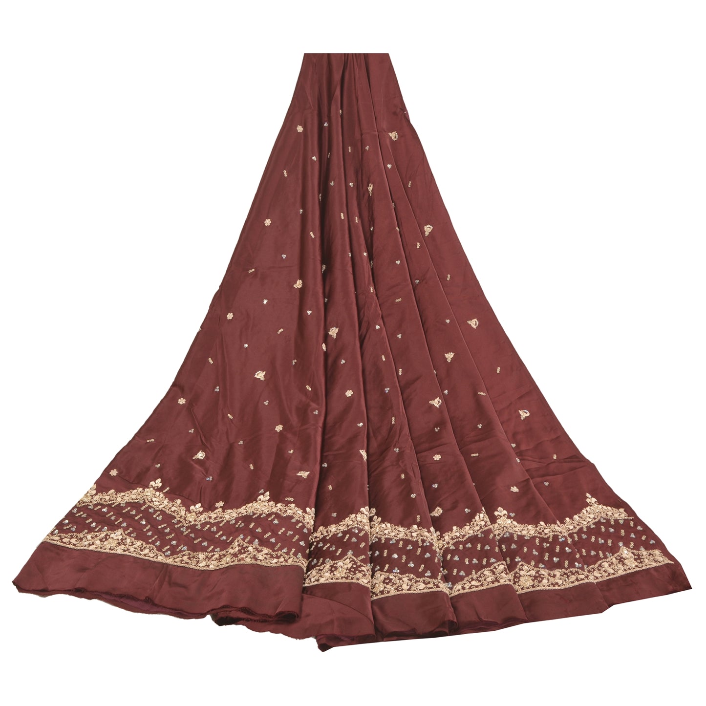 Sanskriti Vintage Long Skirt Pure Satin Silk Handmade Unstitched Zardozi Lehenga