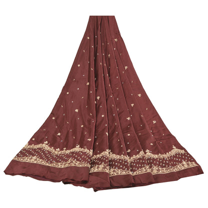 Sanskriti Vintage Long Skirt Pure Satin Silk Handmade Unstitched Zardozi Lehenga