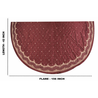 Sanskriti Vintage Long Skirt Pure Satin Silk Handmade Unstitched Zardozi Lehenga