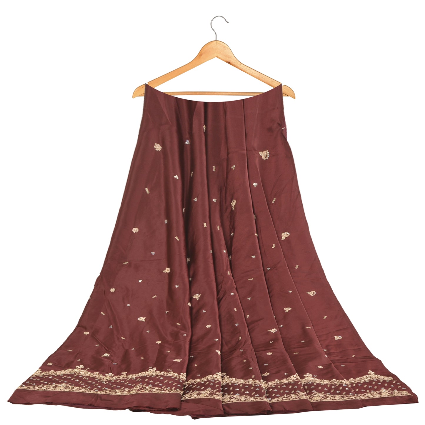 Sanskriti Vintage Long Skirt Pure Satin Silk Handmade Unstitched Zardozi Lehenga