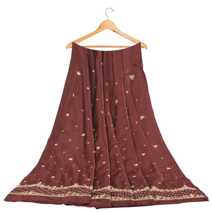 Sanskriti Vintage Long Skirt Pure Satin Silk Handmade Unstitched Zardozi Lehenga