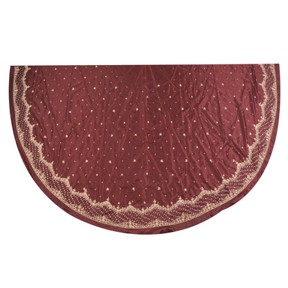 Sanskriti Vintage Long Skirt Pure Satin Silk Handmade Unstitched Zardozi Lehenga