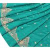 Sanskriti Vintage Long Skirt Pure Satin Silk Green Handmade Unstitched Lehenga