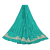 Sanskriti Vintage Long Skirt Pure Satin Silk Green Handmade Unstitched Lehenga