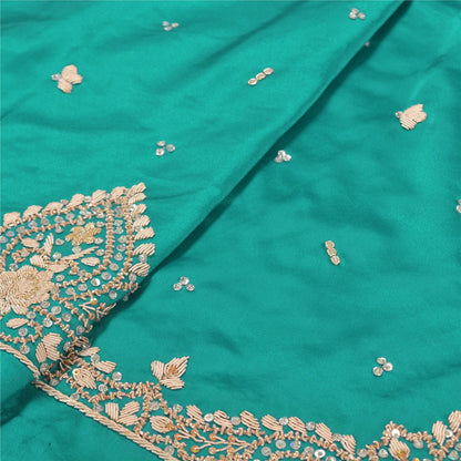 Sanskriti Vintage Long Skirt Pure Satin Silk Green Handmade Unstitched Lehenga