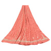 Sanskriti Vintage Long Skirt Pure Satin Silk Peach Handmade Unstitched Lehenga
