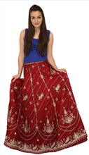 Load image into Gallery viewer, Vintage Indian Bollywood Women Long Skirt Hand Beaded Maroon M Size Lehenga
