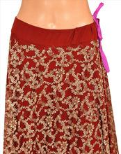 Load image into Gallery viewer, Vintage Indian Wedding Women Long Skirt Hand Beaded Maroon L Size Lehenga
