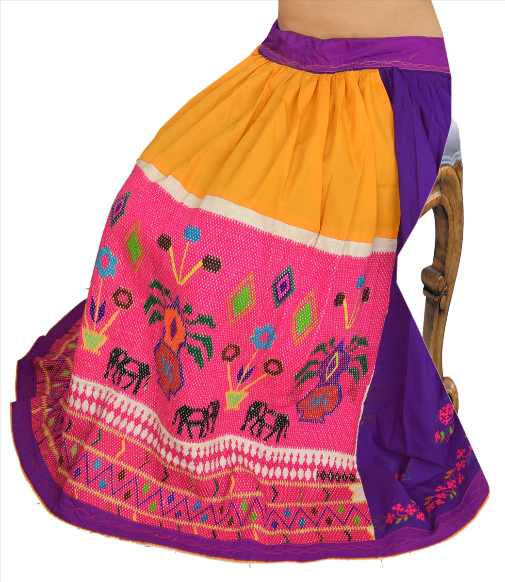 Sanskriti Vintage Indian Bollywood Women Long Skirt Hand Embroidered Kantha M Size Lehenga