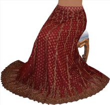 Load image into Gallery viewer, Vintage Indian Bollywood Women Long Skirt Hand Beaded Maroon L Size Lehenga
