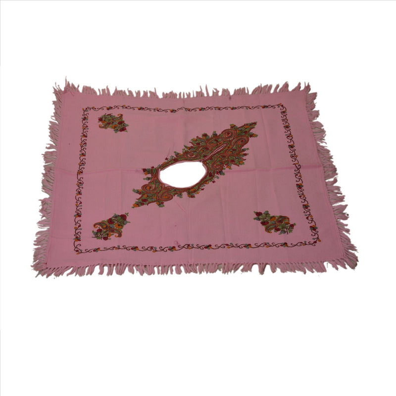Sanskriti Vintage Sanskriti Pashmina 100% ren uld håndbroderet Arizama Top Pink Paisley