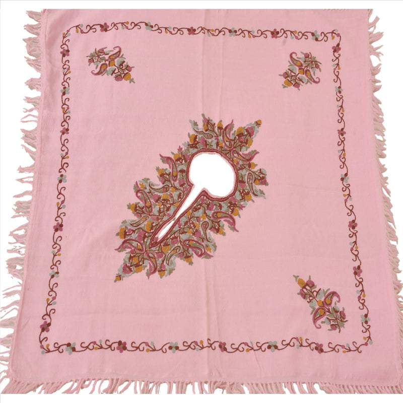 Sanskriti Vintage Sanskriti Pashmina Новый топ из 100% чистой шерсти с ручной вышивкой Arizama Розовый Пейсли
