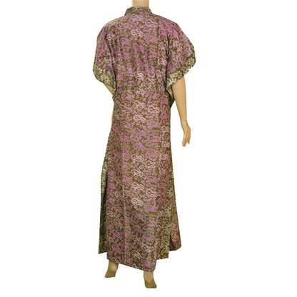 Sanskriti Vinatage Sanskriti New Caftan Printed Pure Silk Kaftan Green Style Long Top Paisley