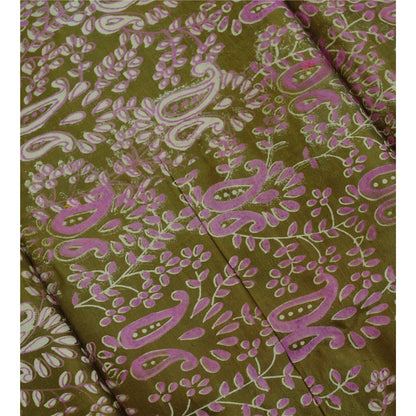Sanskriti Vinatage Sanskriti New Caftan Printed Pure Silk Kaftan Green Style Long Top Paisley