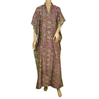 Sanskriti Vinatage Sanskriti New Caftan Printed Pure Silk Kaftan Green Style Long Top Paisley